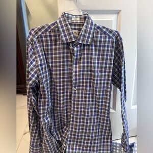 Peter Millar Men's Blue Plaid Shirt
